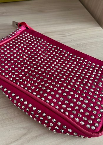 Pembe Taşlı Süet Kadın Çanta - Görsel 2