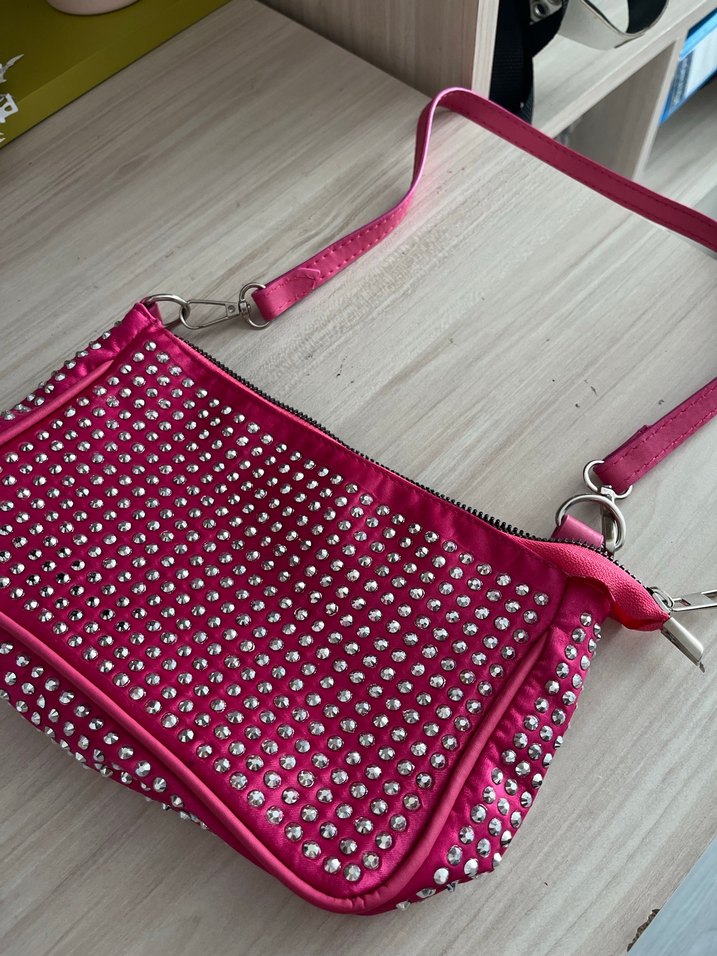 Pembe Taşlı Süet Kadın Çanta - Görsel 3
