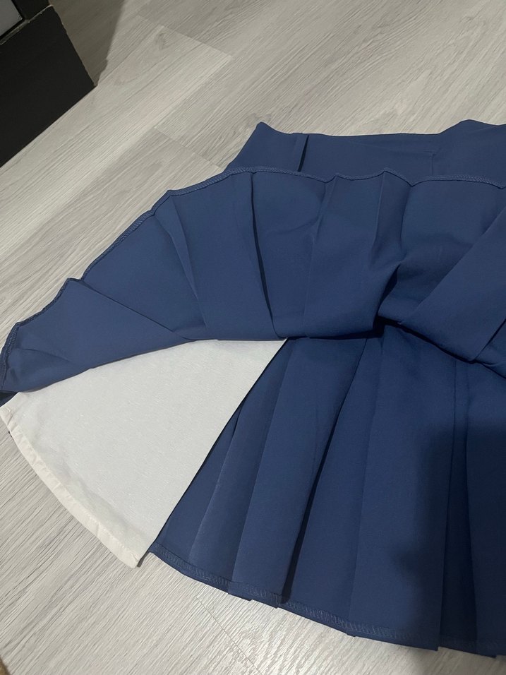 Mavi Pileli Mini Etek - Görsel 2