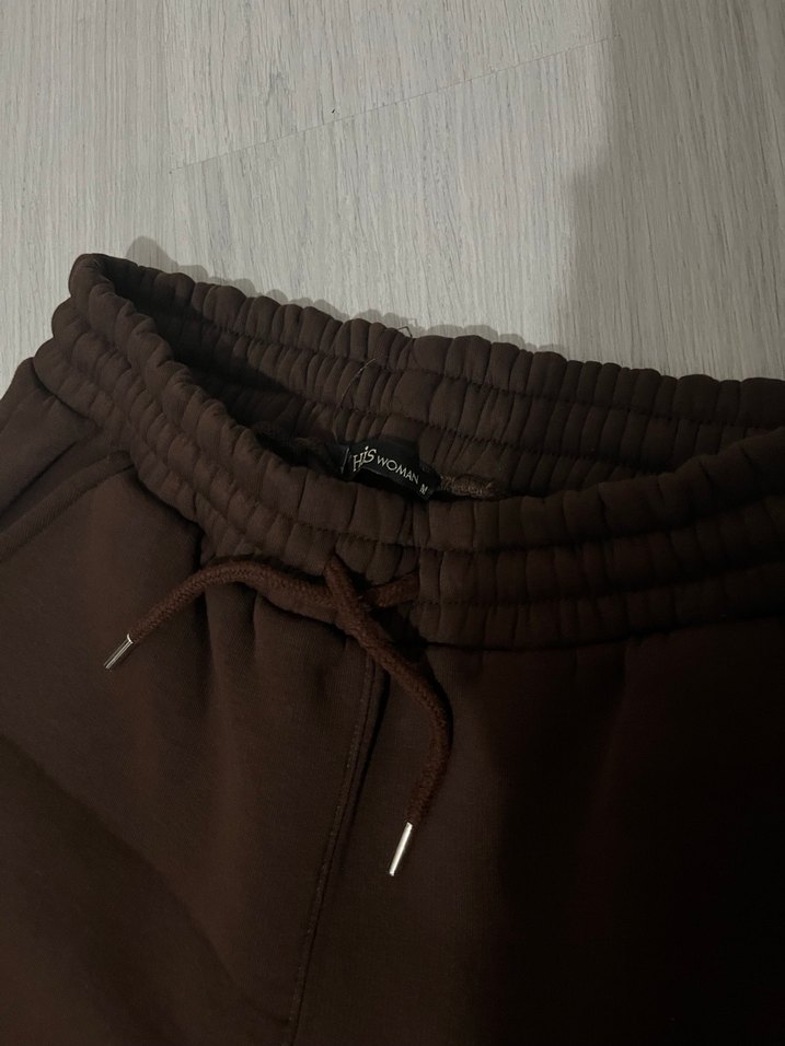 Kahverengi Rahat Kesim Kadın Eşofman Altı - Görsel 2