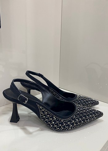 Taş İşlemeli Siyah Stiletto - Görsel 2