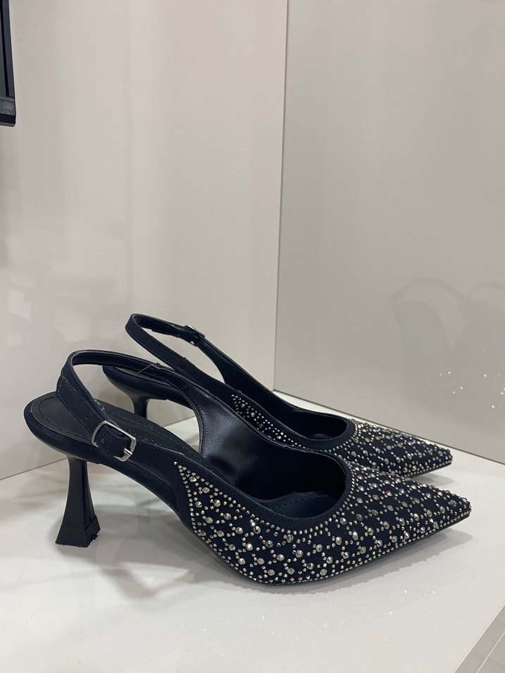 Taş İşlemeli Siyah Stiletto - Görsel 2