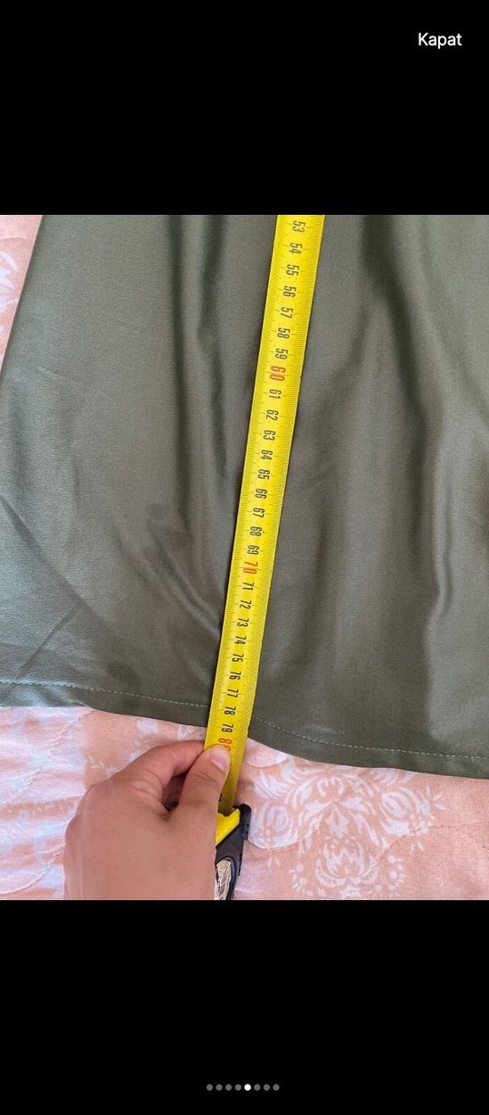 Kadın Haki Deri Uzun Kollu Salaş Tunik - Görsel 5