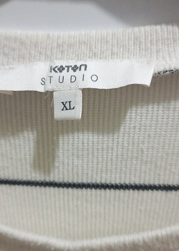 Çizgili Pamuklu Kadın Kazak - Görsel 2