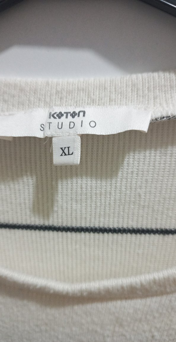 Çizgili Pamuklu Kadın Kazak - Görsel 2