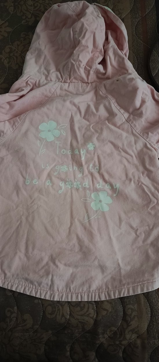 Kapüşonlu Düğmeli Kız Çocuk çift taraflı yağmurluk - Görsel 2