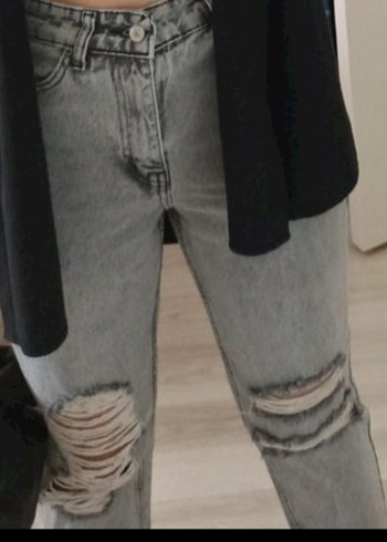 26 Beden gri Renk Kadın yırtık Jean