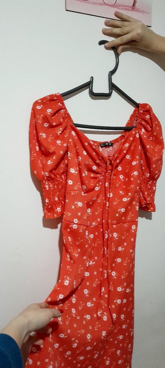 kadın elbise midi büzgülü - Görsel 3