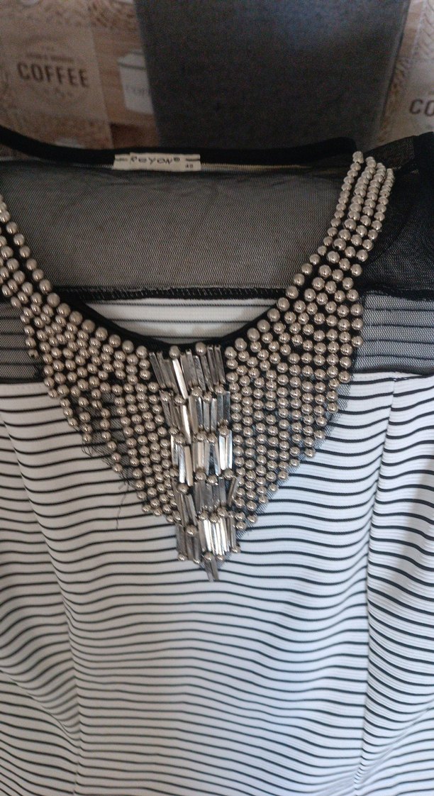 Demir işlemeli Detaylı Çizgili kısa Kadın abiye - Görsel 2