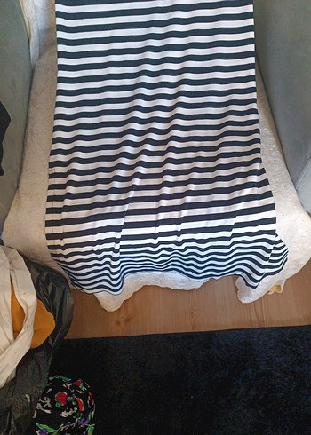 Çizgili Pilili Uzun Kadın Etek - Görsel 5