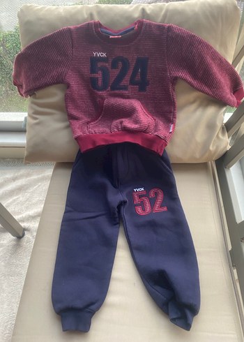 Bordo Triko Sweatshirt ve Lacivert Pantolon Takımı