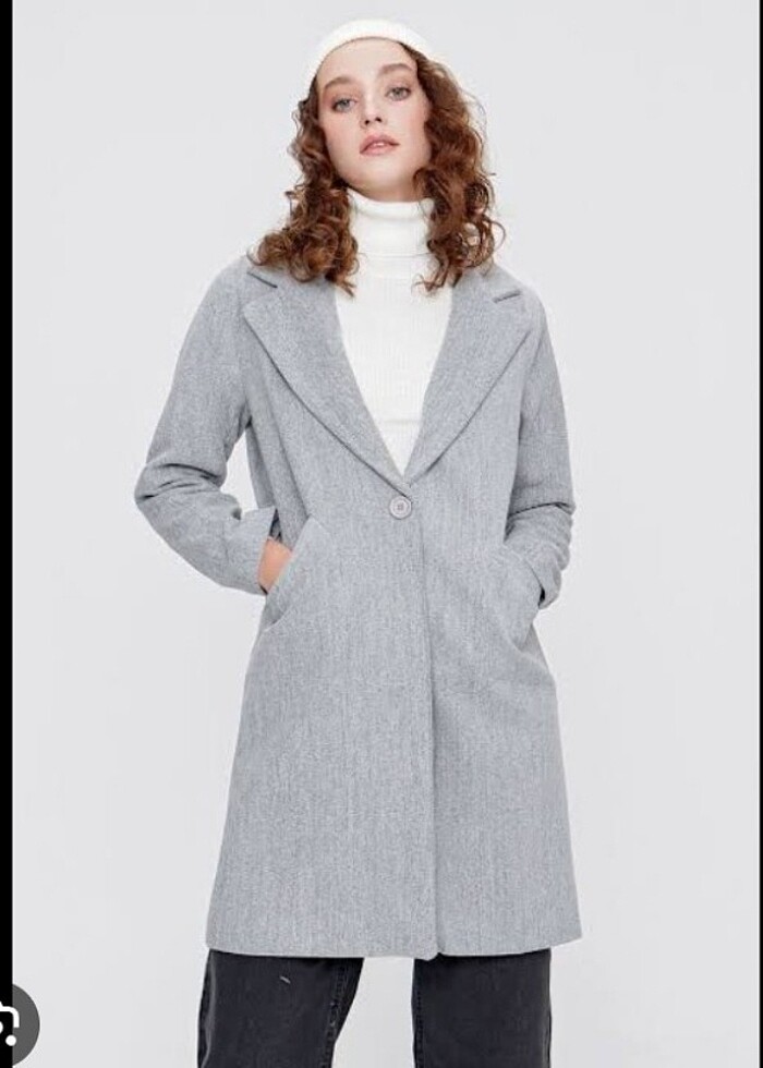 Siyah gri kadın kaban mont - Görsel 2