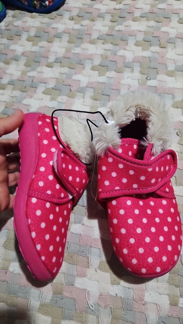 Kız Çocuk Pembe Puantiyeli Sıcak Ev Terliği - Görsel 2