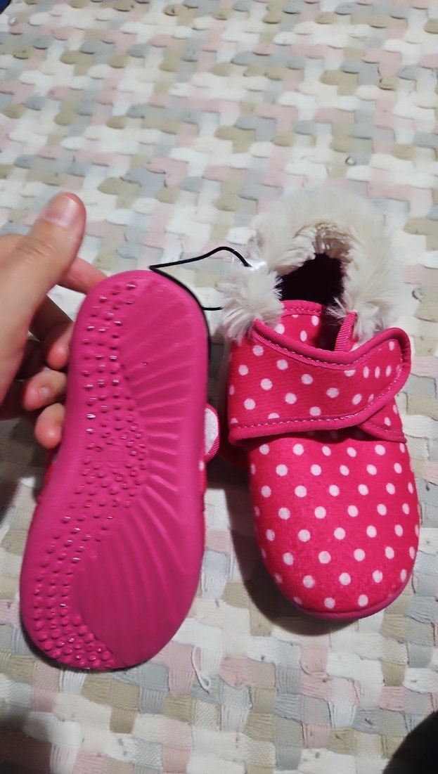 Kız Çocuk Pembe Puantiyeli Sıcak Ev Terliği - Görsel 3