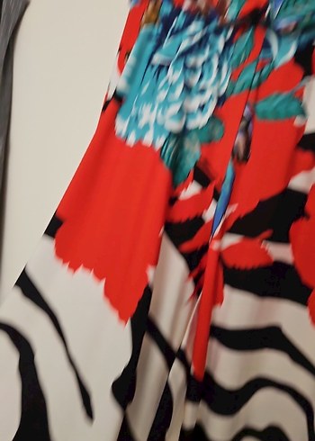 Çiçekli ve Zebra Desenli Uzun Bohem Tulum - Görsel 3