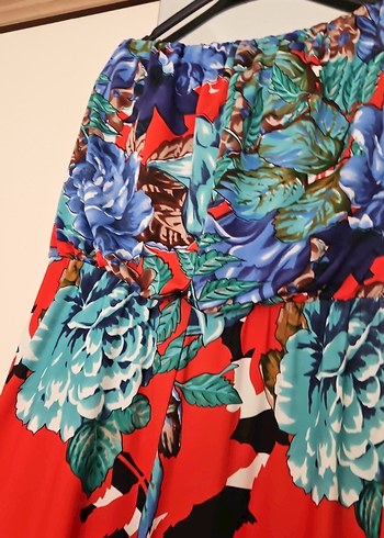 Çiçekli ve Zebra Desenli Uzun Bohem Tulum - Görsel 4