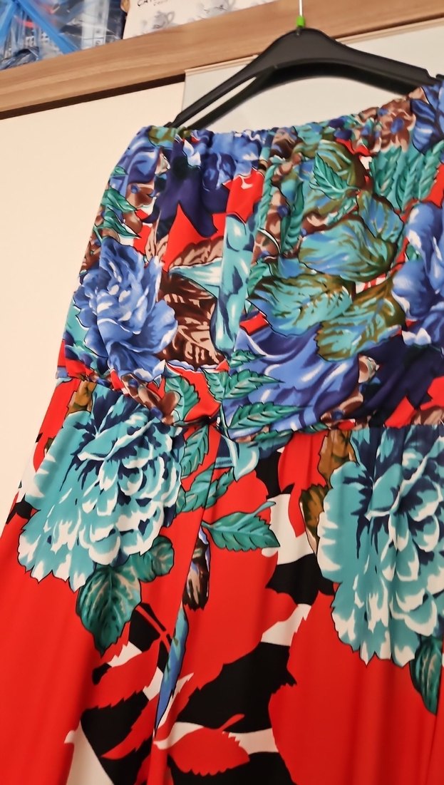 Çiçekli ve Zebra Desenli Uzun Bohem Tulum - Görsel 4