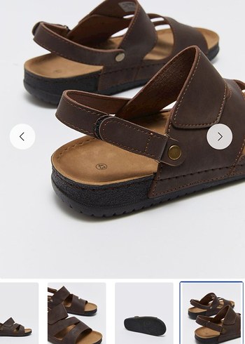 Kahverengi Erkek Deri Tokalı Sandalet - Görsel 5