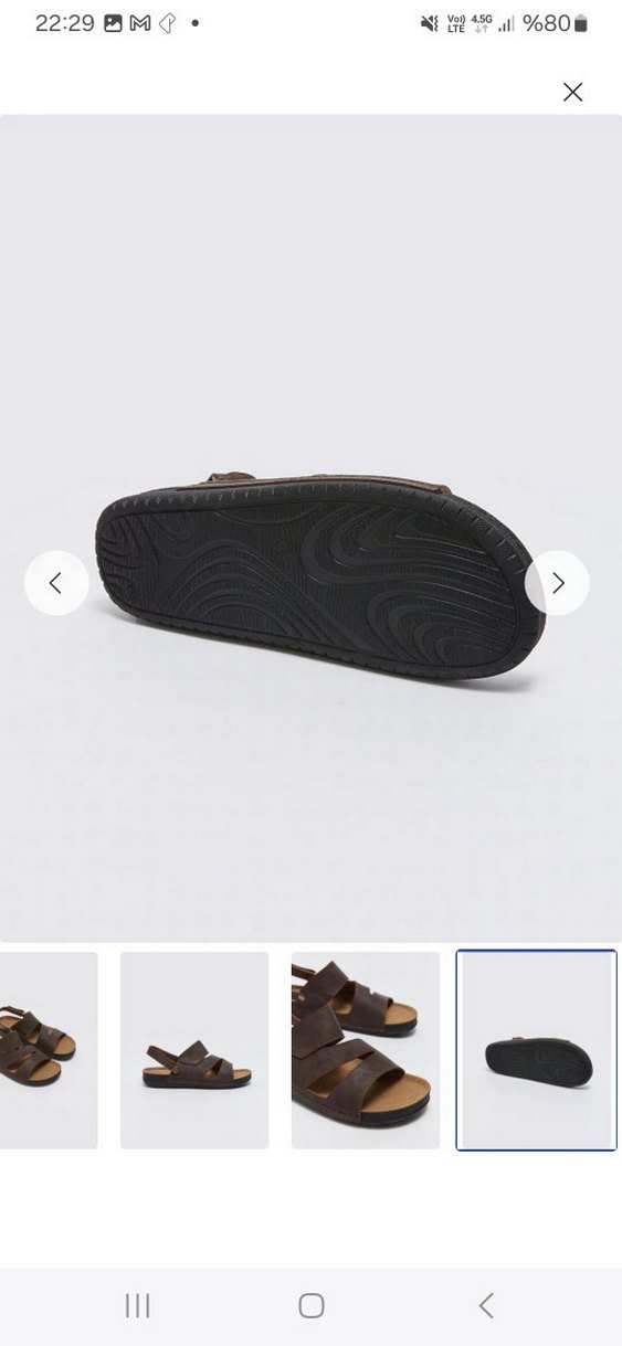 Kahverengi Erkek Deri Tokalı Sandalet - Görsel 4