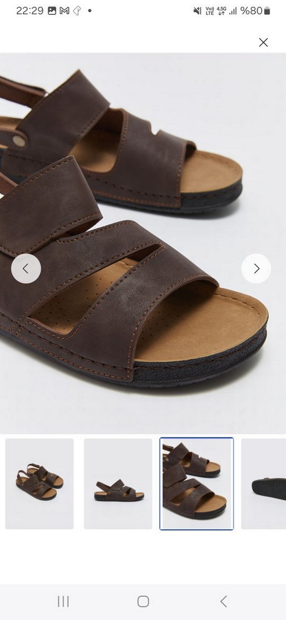 Erkek Kahverengi Deri Tokalı Sandalet - Görsel 3