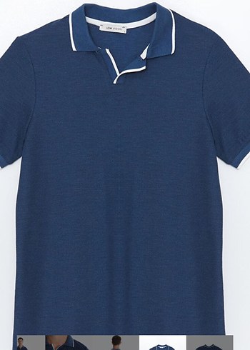 Erkek Lacivert Polo Yaka Kısa Kollu Tişört - Görsel 6