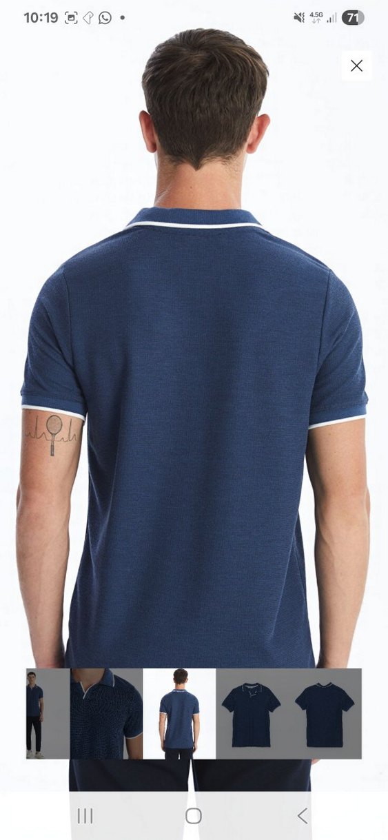 Erkek Lacivert Polo Yaka Kısa Kollu Tişört - Görsel 5