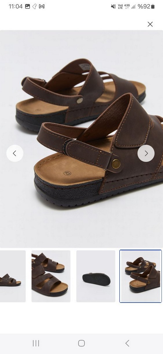 Kahverengi Deri Erkek Sandalet - Görsel 5