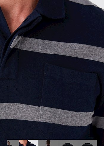 Çizgili Uzun Kollu Polo Tişört - Görsel 4