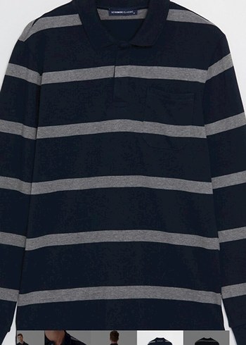 Çizgili Uzun Kollu Polo Tişört - Görsel 6