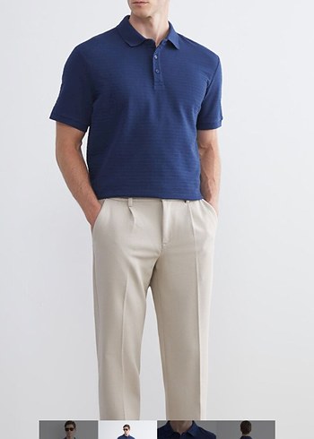 Erkek Lacivert Düğmeli Polo Tişört - Görsel 2