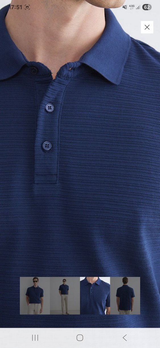 Erkek Lacivert Düğmeli Polo Tişört - Görsel 3