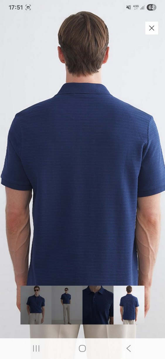 Erkek Lacivert Düğmeli Polo Tişört - Görsel 4