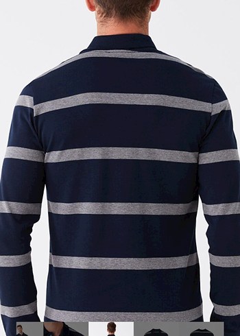 Çizgili Uzun Kollu Polo Tişört - Görsel 5