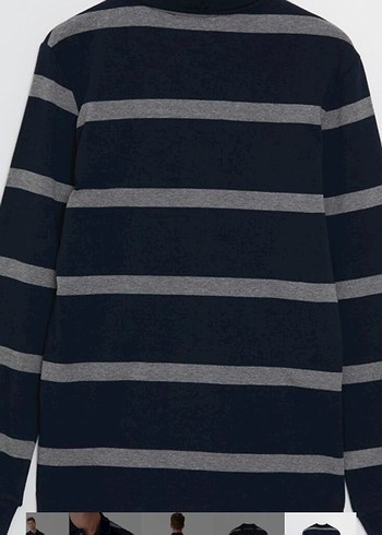 Çizgili Uzun Kollu Polo Tişört - Görsel 7