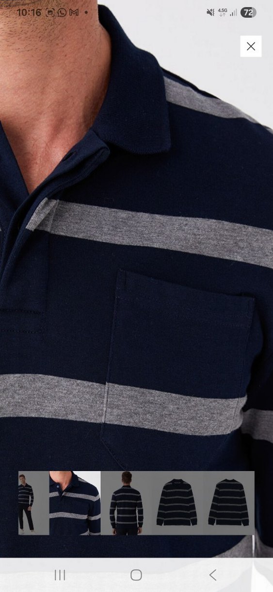 Çizgili Uzun Kollu Polo Tişört - Görsel 4