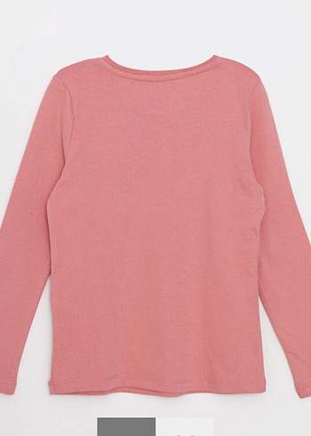 Kız Çocuk Pembe Uzun Kollu Basic Tişört - Görsel 3