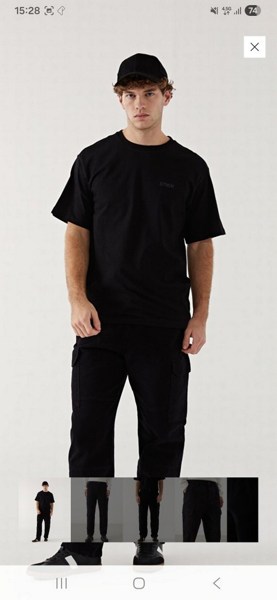 Erkek Siyah Düz Street Wear Pantolon - Görsel 3