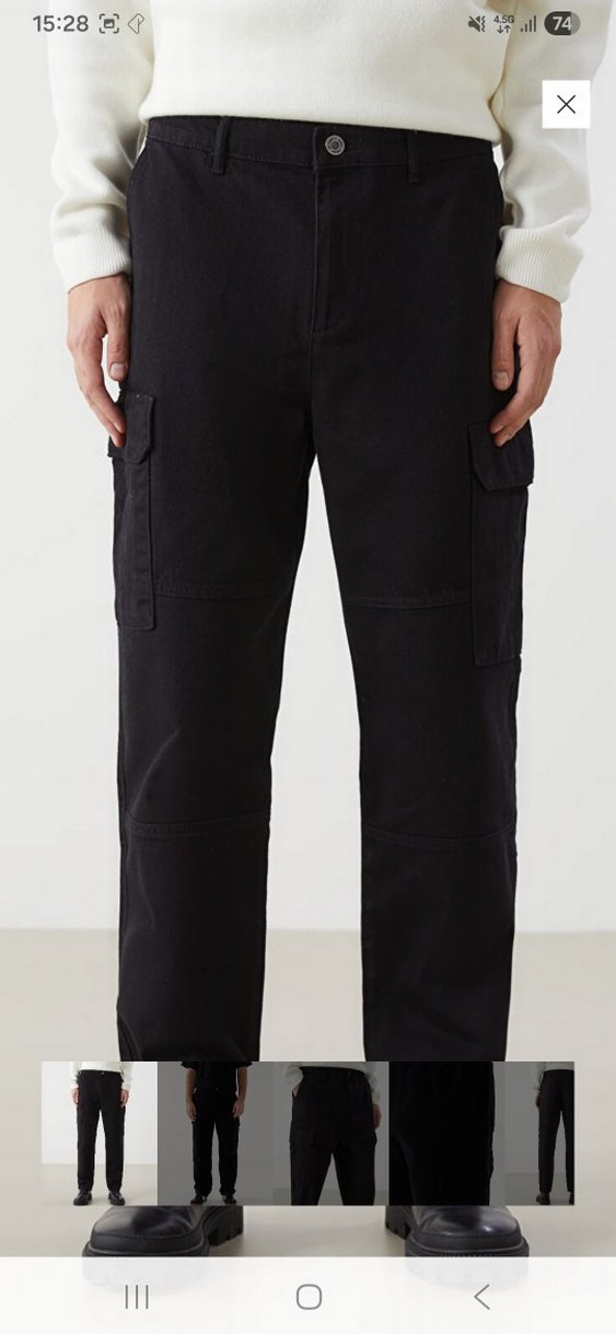 Erkek Siyah Düz Street Wear Pantolon - Görsel 4