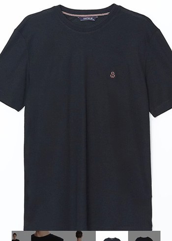 Siyah Erkek Pamuklu Slim Fit Tişört - Görsel 5