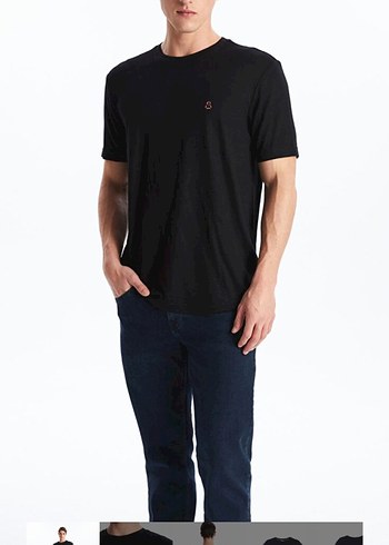 Siyah Erkek Pamuklu Slim Fit Tişört - Görsel 2
