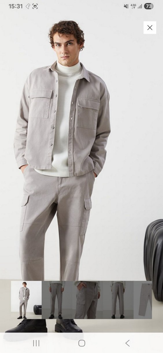 Erkek Gri Normal Kesim Street Wear Pantolon - Görsel 2