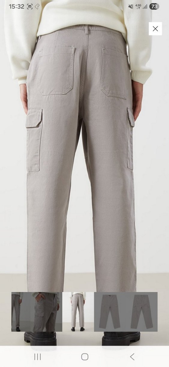 Erkek Gri Normal Kesim Street Wear Pantolon - Görsel 4