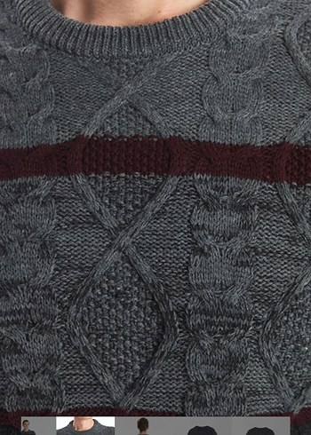 Gri Örgü Erkek Kazak - Görsel 3