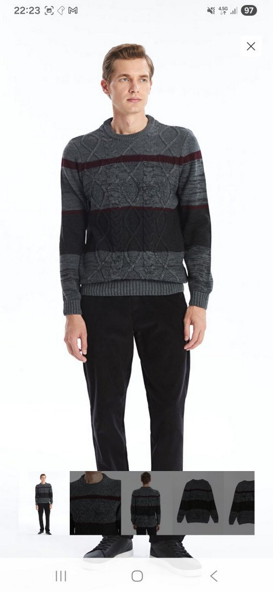 Gri Örgü Erkek Kazak - Görsel 2