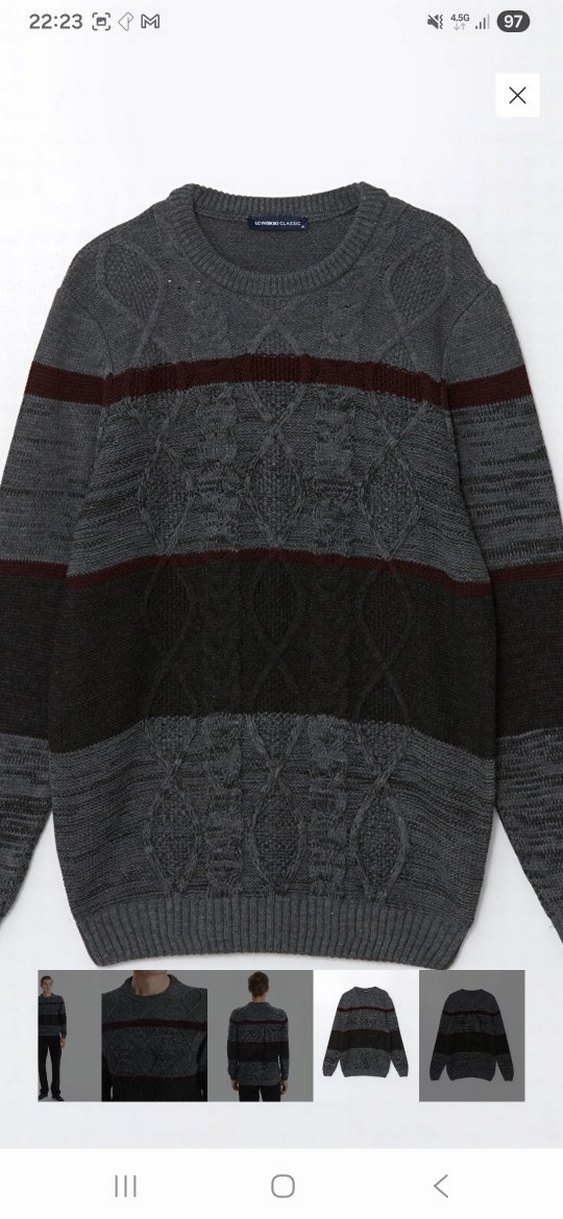 Gri Örgü Erkek Kazak - Görsel 5