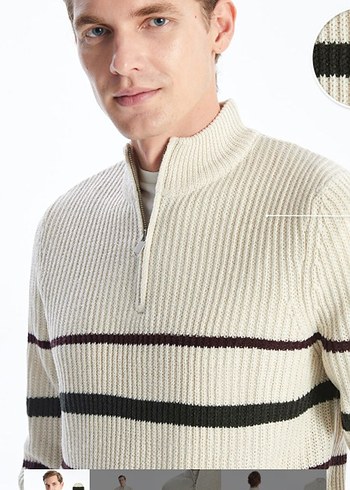 Çizgili Örgü Erkek Kazak - Görsel 2