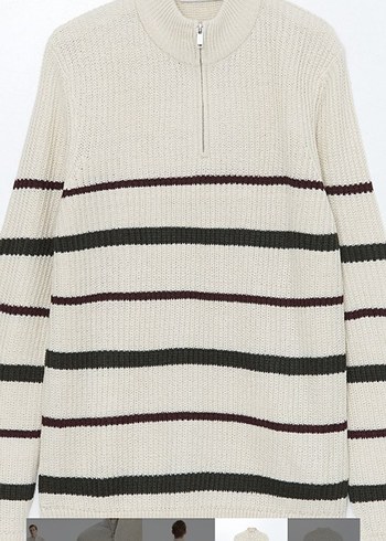 Çizgili Örgü Erkek Kazak - Görsel 5