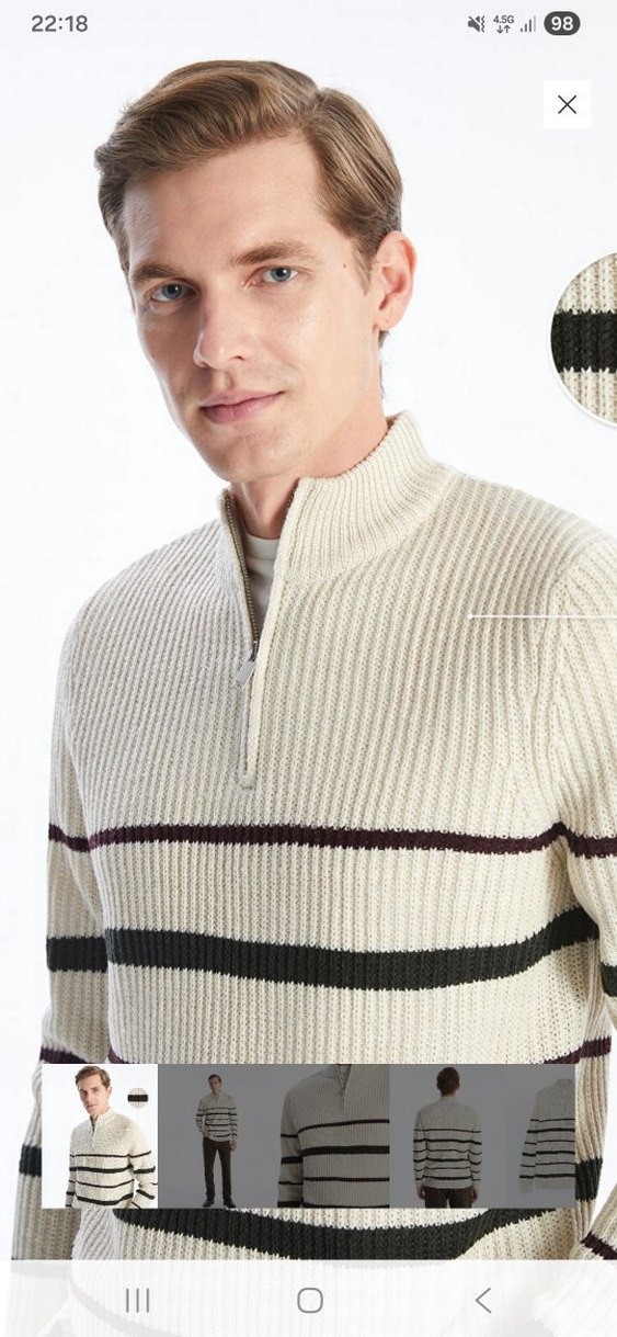 Çizgili Örgü Erkek Kazak - Görsel 2