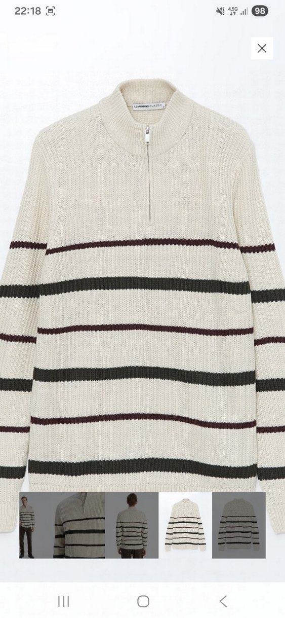 Çizgili Örgü Erkek Kazak - Görsel 5