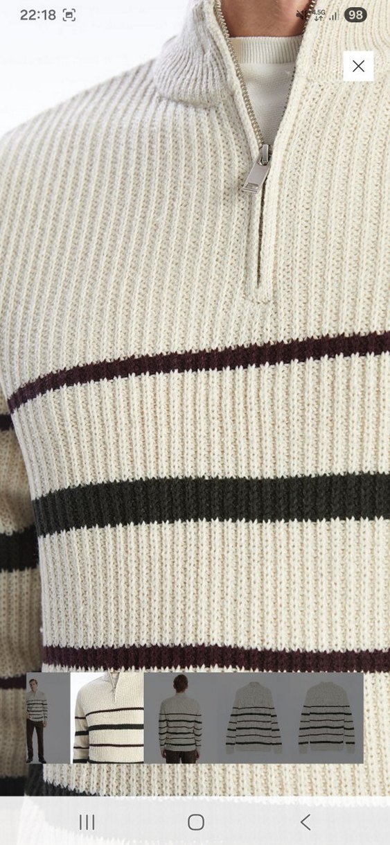 Çizgili Örgü Erkek Kazak - Görsel 3